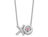 1/4 Carat (ctw) Diamond (ctw) XO Pendant Necklace in 14K White Gold with Pink Tourmaline and Chain
